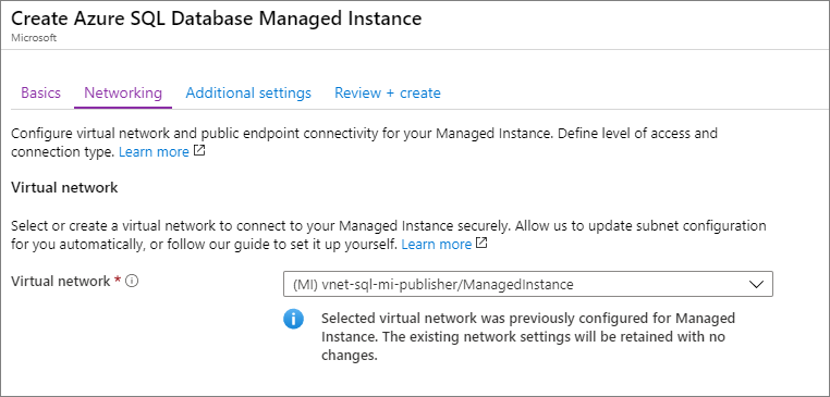 Screenshot che mostra l'uso della rete virtuale del server di pubblicazione per il server di distribuzione.