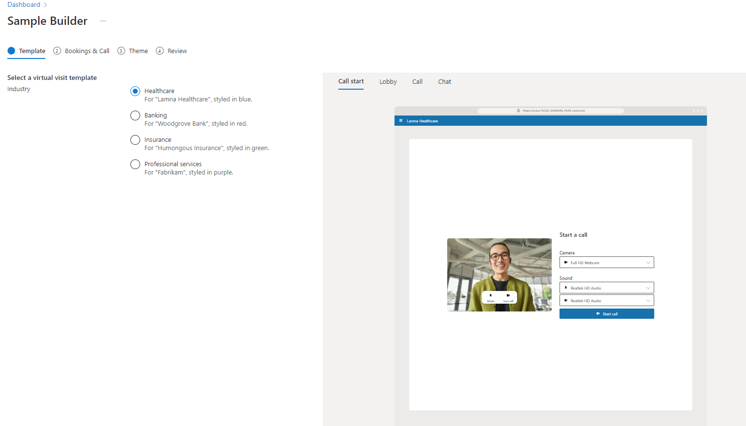 Screenshot della pagina iniziale del generatore di esempi.