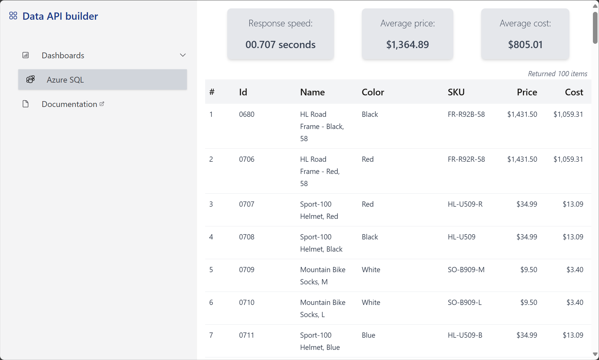 Screenshot dell'applicazione Web in esecuzione in App Azure Container.