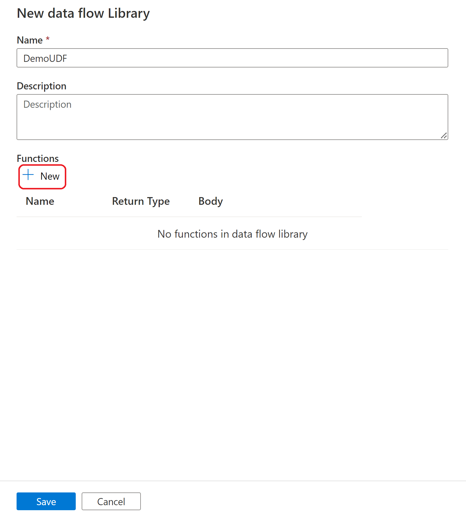 Screenshot che mostra il pulsante della nuova funzione U D F.