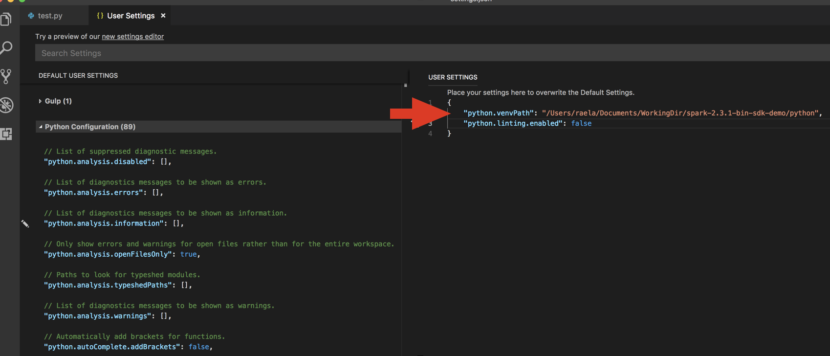 Configurazione di VS Code