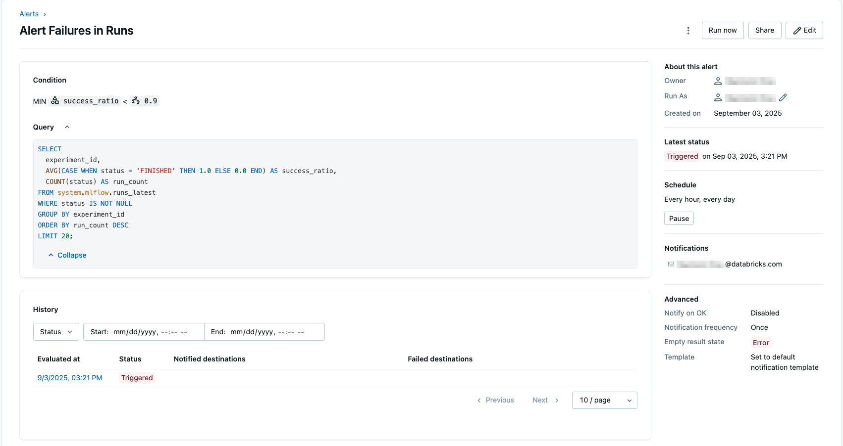 Configurazione degli avvisi SQL