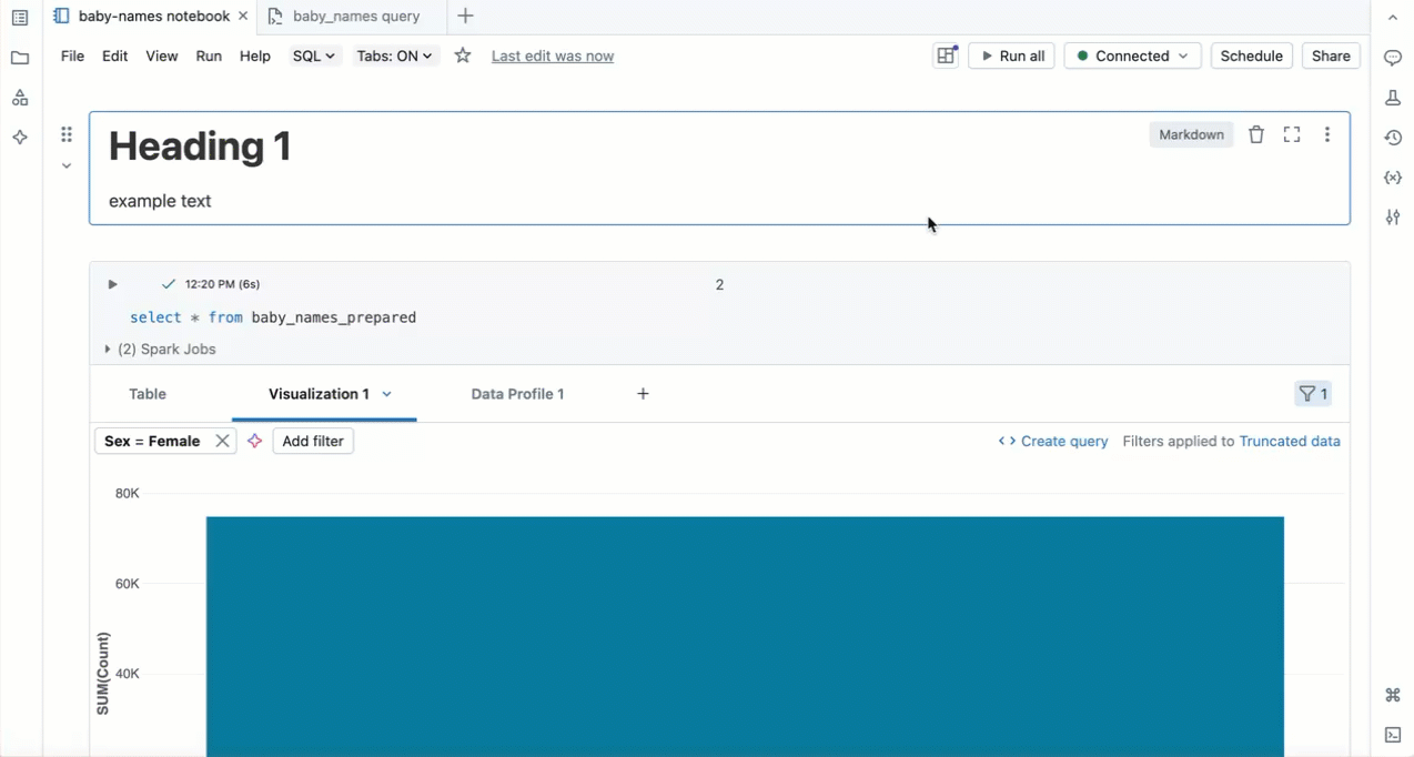 Aprire il menu dashboard del notebook