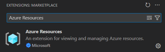 Screenshot che mostra l'estensione Risorse di Azure.