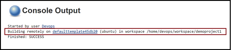 Output della console