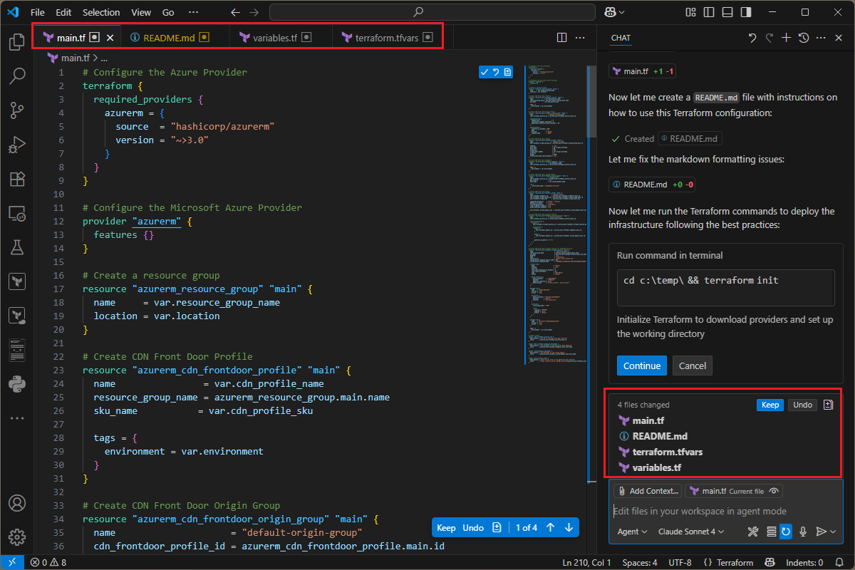Screenshot dei file generati da Copilot in VS Code.