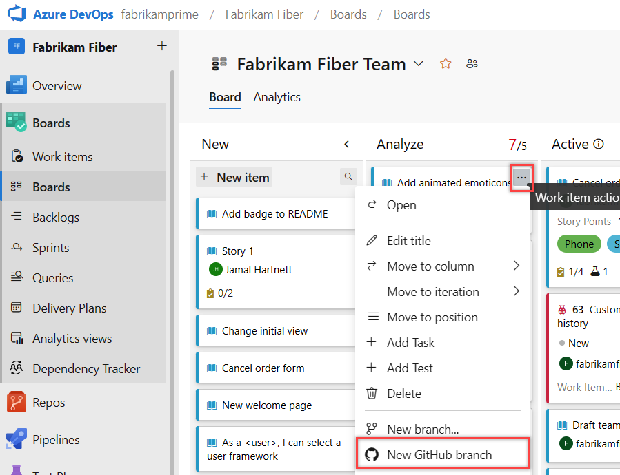 Screenshot dell'elemento di lavoro con l'opzione 