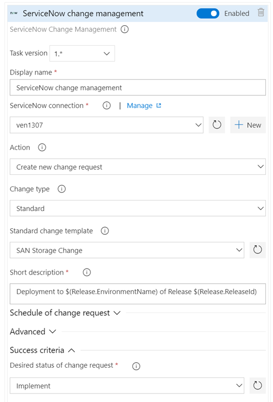 Gestione delle modifiche di ServiceNow.