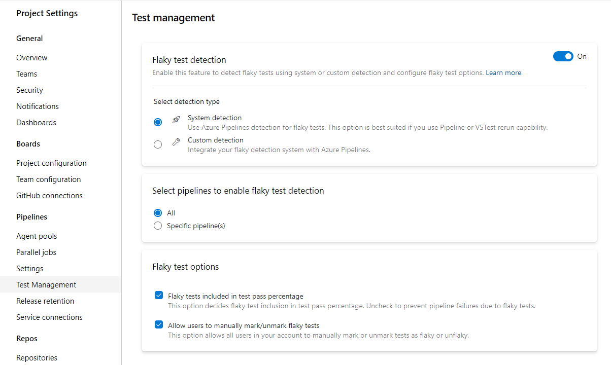 Supporto integrato per la gestione dei test instabili.