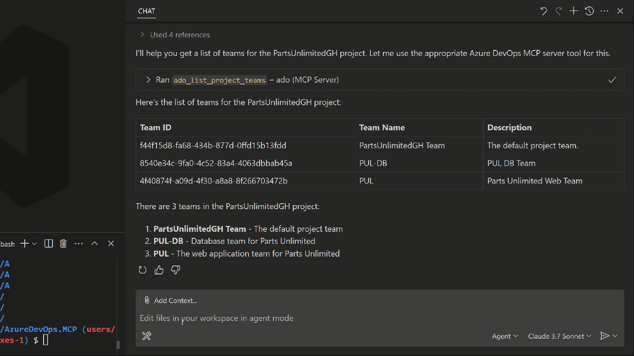 Demo di Azure DevOp MCP Server.
