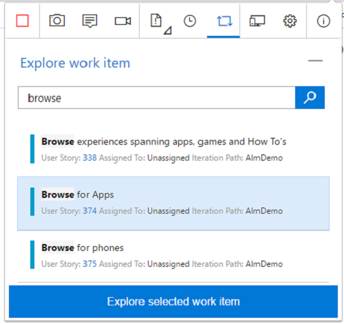 Esplorare l'elemento di lavoro