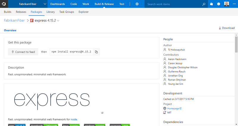 Gestione pacchetti npm README