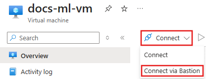 Screenshot dell'elenco delle connessioni con Bastion selezionato.