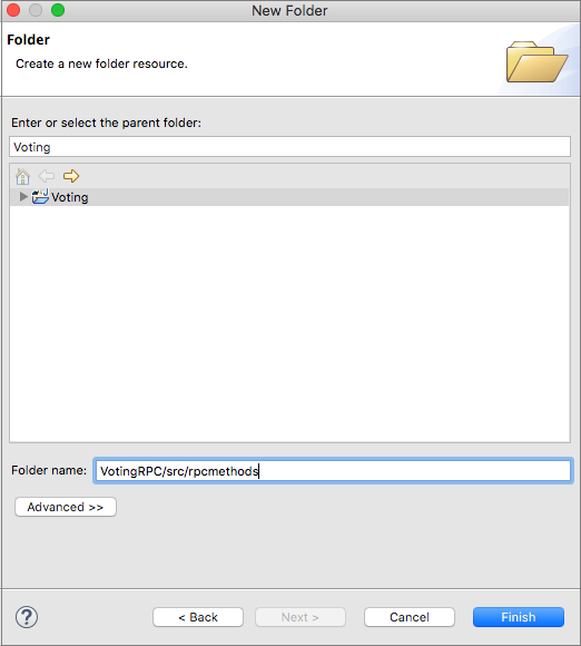 Creare il pacchetto VotingRPC in Eclipse Package Explorer