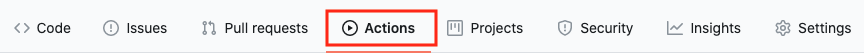 Voce di menu GitHub Actions