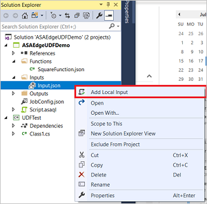 Aggiungere input locale al processo di Stream Analytics in Visual Studio