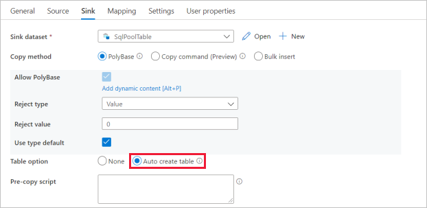 Abilitare la creazione automatica