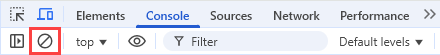 Screenshot della scheda Console degli strumenti di sviluppo di Google Chrome.