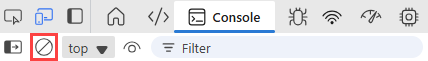 Screenshot della scheda Console degli strumenti di sviluppo di Microsoft Edge.