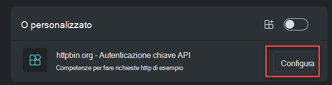 Screenshot che mostra l'opzione Configura.