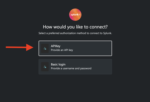 Immagine della pagina del metodo di autorizzazione preferito per la selezione di Splunk