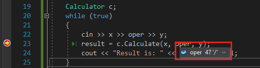Video che illustra una descrizione comando visualizzata quando si passa il mouse sulla variabile y. Visualizza il valore corrente di y, ovvero 0.
