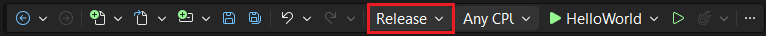 Visual Studio con compilazione di release selezionata.
