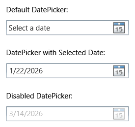 Controllo DatePicker in stati diversi.