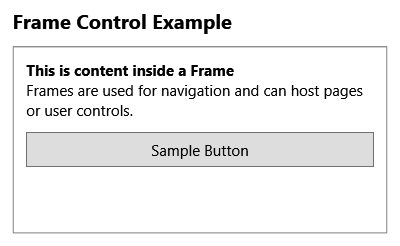 Screenshot del controllo Frame con contenuto figlio.