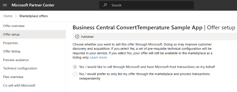 Opting in to sell offer through Microsoft in Partner Center Opting in to sell offer through Microsoft in Partner Center