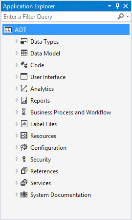 Screenshot of Application Explorer in classic view.