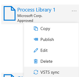 Screenshot of VSTS Sync step 1.