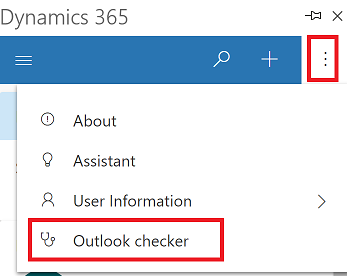 Outlook Checker sulla barra dei comandi.