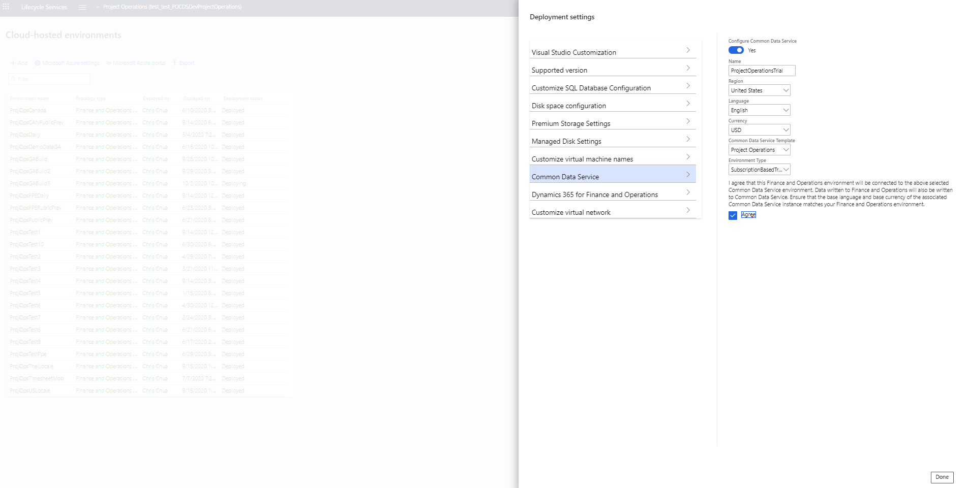 Screenshot della pagina di configurazione delle impostazioni di distribuzione.