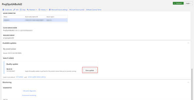 Screenshot dell'opzione Visualizza aggiornamenti nella sezione aggiornamenti disponibili.