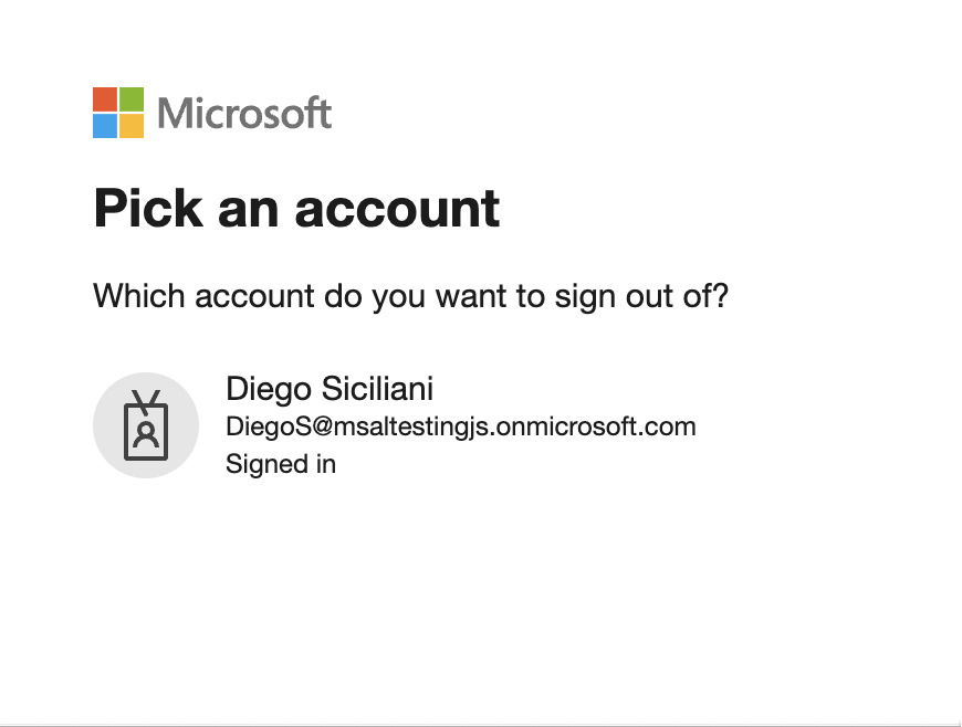 schermata di disconnessione di Microsoft Entra che visualizza