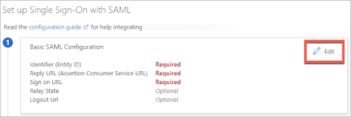 Modificare la configurazione SAML di base
