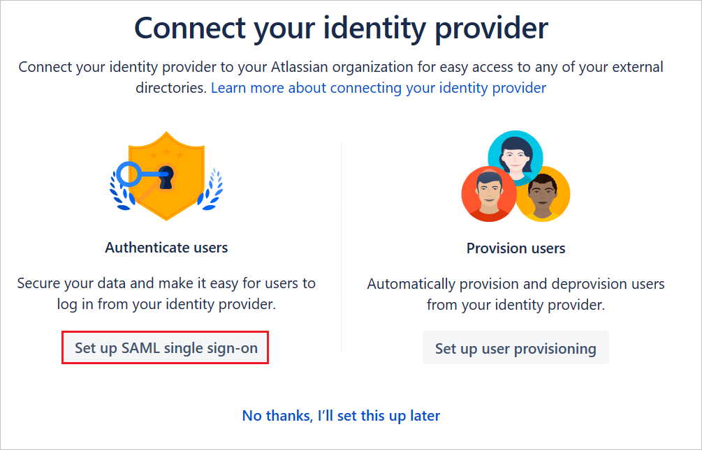 Screenshot che mostra la protezione del fornitore di identità.