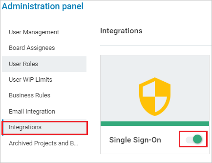 Screenshot che mostra il pannello Amministrazione con l'opzione Integrazione selezionata.