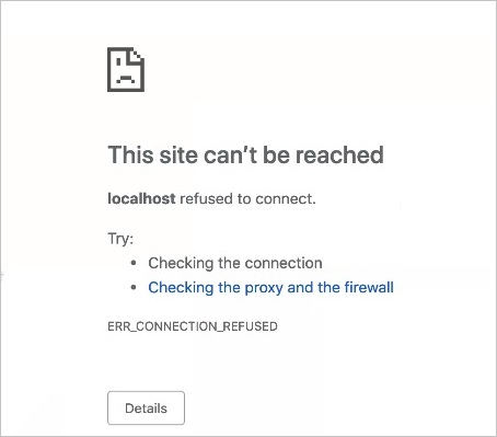 Screenshot di una pagina Web che mostra un messaggio di errore. Il messaggio indica che il sito non può essere raggiunto e include alcuni suggerimenti per la risoluzione dei problemi.
