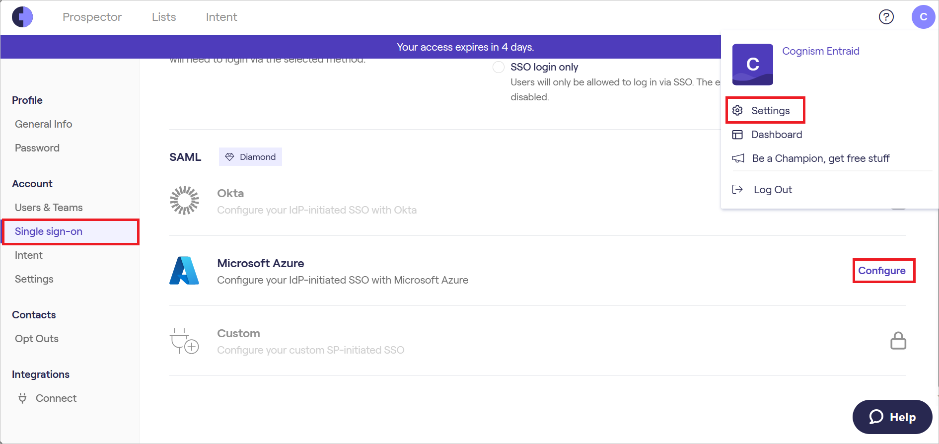La screenshot mostra le impostazioni per la configurazione.