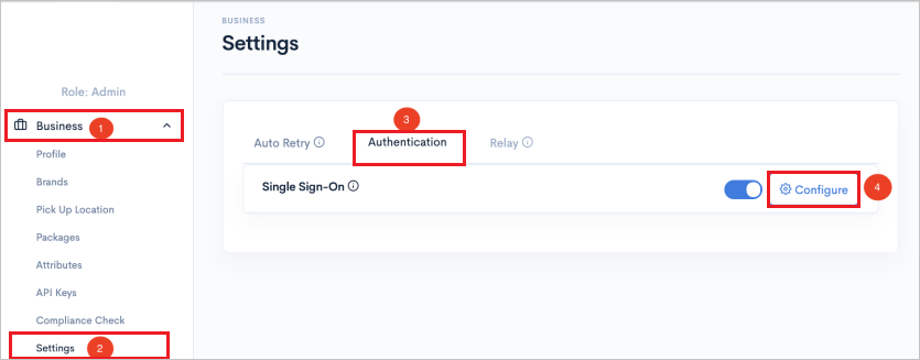 Screenshot che mostra la pagina Impostazioni e Business.