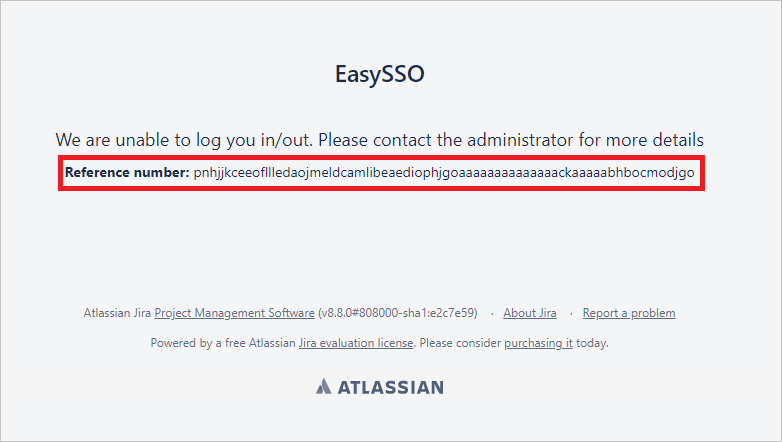 Schermata di errore easySSO