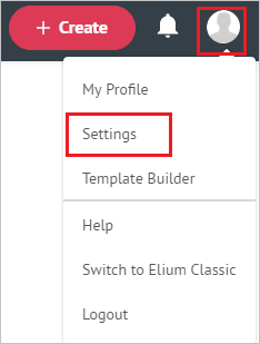 Voce di menu Impostazioni in Elium