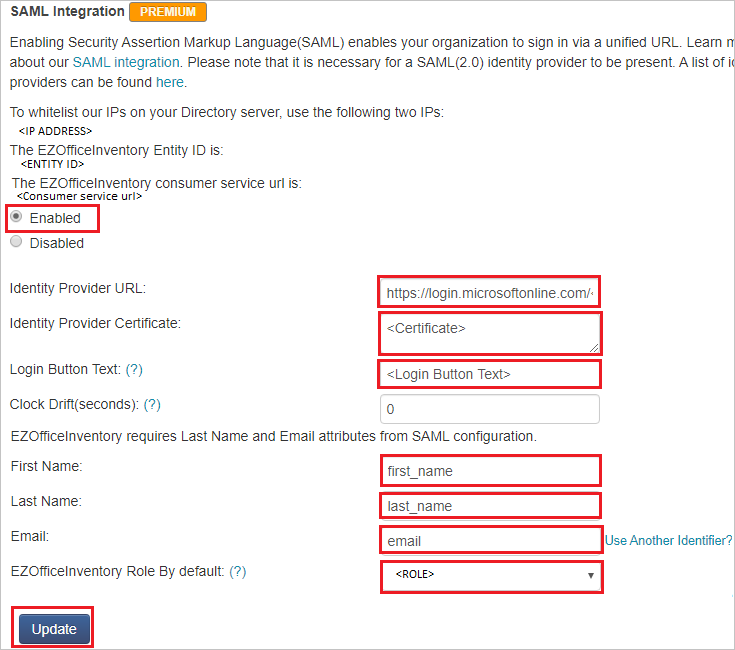 Configurazione di EZOfficeInventory