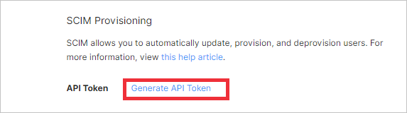 Screenshot della sezione di provisioning S C I M nella console di amministrazione di Figma. È evidenziato un collegamento con l'etichetta 