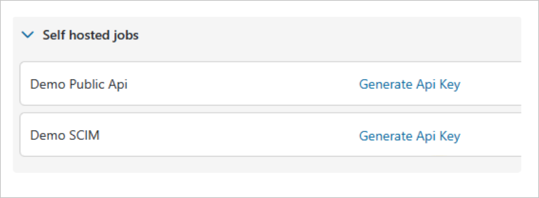 Screenshot della generazione della chiave API.