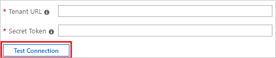 La schermata che mostra la finestra di dialogo delle Credenziali amministratore, in cui è possibile inserire l'URL del tenant e il token segreto.