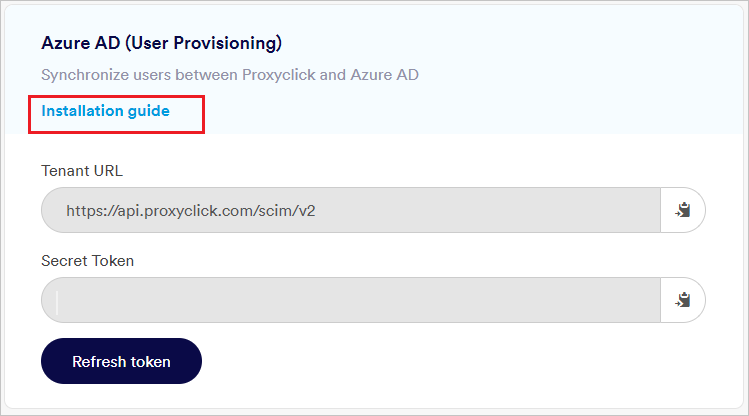 Diagramma che mostra Proxyclick Create Token.