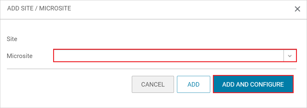 screenshot per l'aggiunta di un sito/microsito